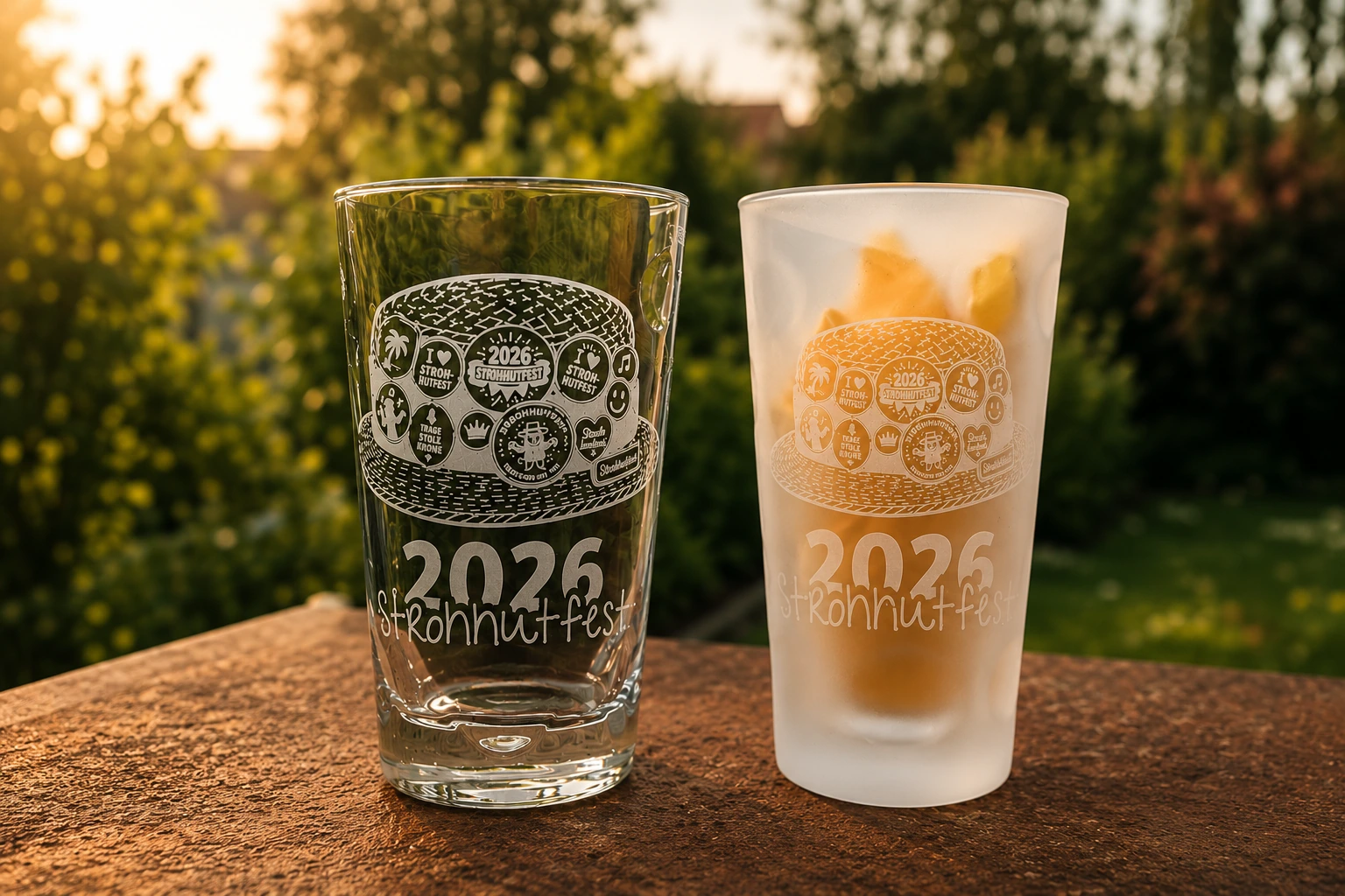 Pfälzer Dubbeglas mit Strohhut